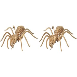 2x stuks houten dieren 3D puzzel tarantula spin - Speelgoed bouwpakket 23 x 18,5 x 0,3 cm.