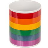 Koffiemok/drinkbeker - 2x - Pride/regenboog thema kleuren - keramiek - 9 x 8 cm