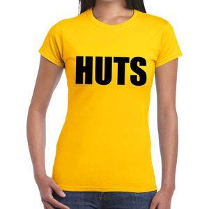 HUTS tekst t-shirt geel dames - dames shirt HUTS
