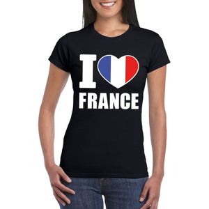 Zwart I love France supporter shirt dames - Frankrijk t-shirt dames