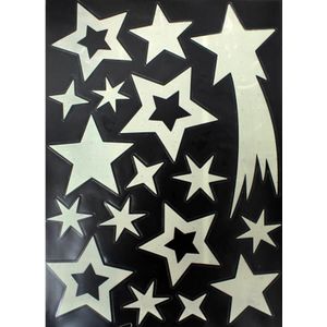 1x stuks velletjes kerst glow in the dark sterrenhemel 40 cm - Raamversiering/raamdecoratie stickers kerstversiering