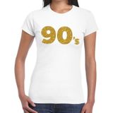 90's goud glitter t-shirt wit dames - dames shirt 90's