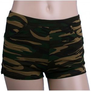 Camouflage print hotpants voor dames