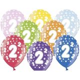 24x stuks verjaaardag ballonnen 2 jaar thema met sterretjes - Feestartikelen en versiering