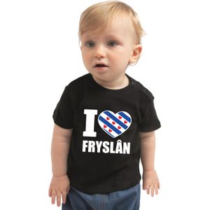 I love Fryslan baby shirt zwart jongens en meisjes - Kraamcadeau - Babykleding - Friesland landen t-shirt