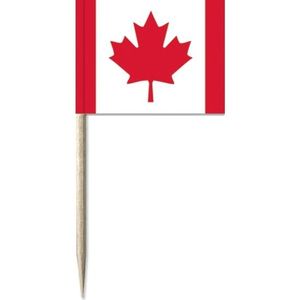 50x Cocktailprikkers Canada 8 cm vlaggetjes - Landen vlaggen feestartikelen en versieringen