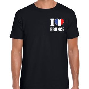 I love France t-shirt zwart op borst voor heren - Frankrijk landen shirt - supporter kleding