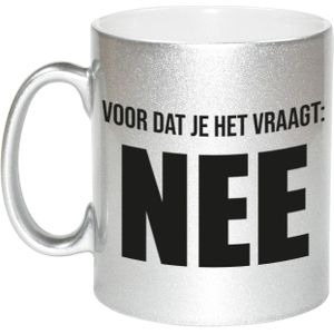 Verjaardag cadeau mok - zilver/zwart - grappige tekst - 300 ml - keramiek