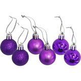 16x stuks kerstballen paars mix van mat/glans/glitter kunststof diameter 3 cm - Kerstboom versiering