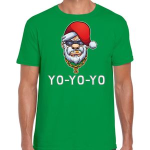 Gangster / rapper Santa fout Kerstshirt / Kerst t-shirt groen voor heren - Kerstkleding / Christmas outfit