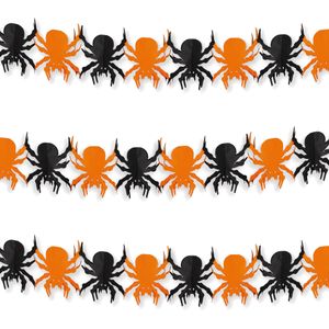 Set van 3x stuks halloween spinnen thema slinger oranje/zwart 3 meter brandvertragend papier