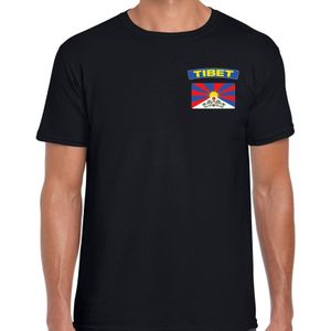 Tibet t-shirt met vlag zwart op borst voor heren - Tibet landen shirt - supporter kleding