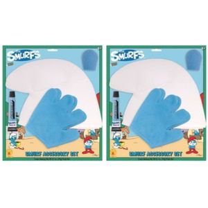 2x stuks blauwe mannetjes carnaval verkleed set 4-delig