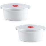 Set van 2x stuks magnetron voedsel opwarm container/schaal van 3 liter 25 x 23 x 10 cm