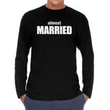 Almost married long sleeve t-shirt  zwart heren - zwart Almost married shirt met lange mouwen - vrijgezellen feest kleding