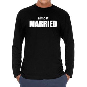 Almost married long sleeve t-shirt  zwart heren - zwart Almost married shirt met lange mouwen - vrijgezellen feest kleding