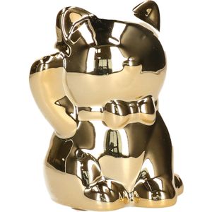 Gerim - Spaarpot kat/poes in het glimmend goud 10.5 cm - Dieren thema