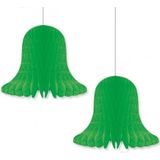 8x Groene decoratie klokken/kerstklokken lampionnen 20 cm - feestversiering/kerstversiering