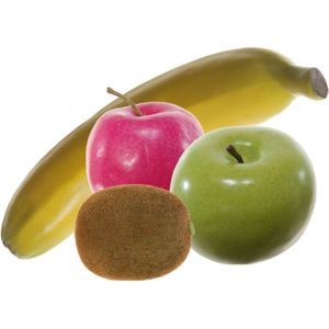 Kunstfruit decofruit fruitschaal - set van 4x stuks - 6 tot 18 cm - kleuren mix