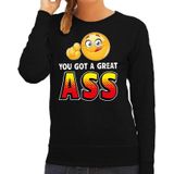 Funny emoticon sweater You got a great ASS zwart voor dames -  Fun / cadeau trui