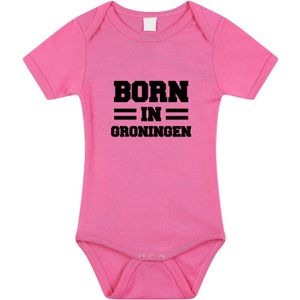 Born in Groningen tekst baby rompertje roze meisjes - Kraamcadeau - Groningen geboren cadeau