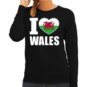 I love Wales supporter sweater / trui voor dames - zwart - Wales landen truien - Wales / Welsh fan kleding dames