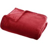 Fleece deken/plaid rood 125 x 150 cm en een warmwater kruik 2 liter