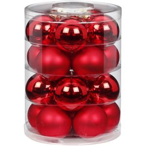60x stuks glazen kerstballen rood mix 6 cm glans en mat - Kerstboomversiering/kerstversiering