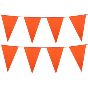 Oranje vlaggenlijn - 2x - 25 meter - 40 vlaggen - kunststof - Koningsdag/WK/EK