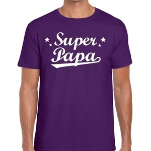 Super papa t-shirt paars voor heren -  paars super papa cadeaushirt - vaderdag shirt