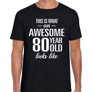 Awesome 80 year - geweldig 80 jaar cadeau t-shirt zwart heren -  Verjaardag cadeau