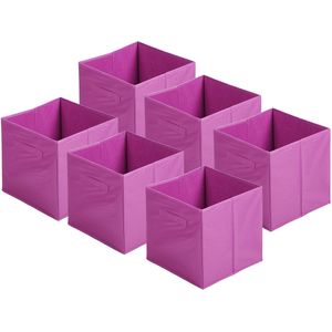 Urban Living Opbergmand/kastmand Square Box - 6x - karton/kunststof - 29 liter - paars - 31 x 31 x 31 cm - Vakkenkast manden