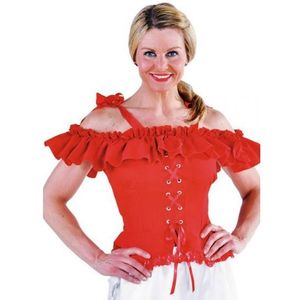 Tiroler blouse Carmen voor dames - rood - Oktoberfest kleding