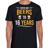 Cheers and beers 16 jaar verjaardag cadeau t-shirt zwart voor heren - 16 jaar bier liefhebber verjaardag shirt / outfit