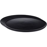 Set van 4x stuks kerstdiner onderborden rond zwart hout 38 cm