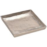 Kaarsenbord-plateau - vierkant - zilver - aluminium - 20 x 20 cm - Kaarsenonderzetter