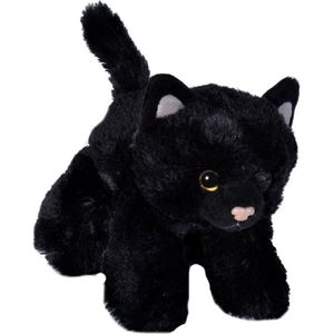 Wild Republic Kat/poes - pluche knuffel - zwart - 18 cm