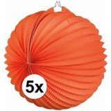 5x Lampionnen oranje 22 cm