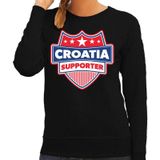 Croatia supporter schild sweater zwart voor dames - Kroatie landen sweater / kleding - EK / WK / Olympische spelen outfit