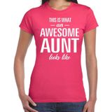 Awesome aunt - geweldige tante cadeau t-shirt roze dames - verjaardag cadeau