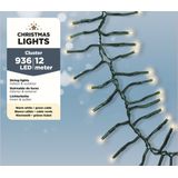 Set van 2x stuks clusterverlichting warm wit buiten 936 lampjes - Kerstverlichting - Boomverlichting/feestverlichting lichtsnoeren