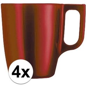 4x Rode koffie bekers/mokken 250 ml