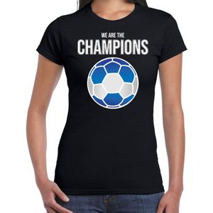 Griekenland EK/ WK supporter t-shirt - we are the champions met Griekse voetbal - zwart - dames - kleding / shirt