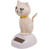 Out of the Blue - Solar bewegend katje - wit 12 cm - Huis katten beeldjes/cadeau