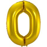 Folie ballonnen - Leeftijd cijfer 80 - goud - 86 cm - en 2x slingers