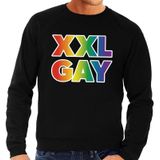 Grote maten XXL Gay regenboog sweater zwart -  plus size lgbt sweater voor heren - gay pride