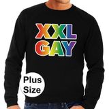 Grote maten XXL Gay regenboog sweater zwart -  plus size lgbt sweater voor heren - gay pride
