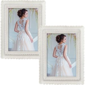 2x stuks kunststof fotolijst parel wit geschikt voor een foto van 15 x 20 cm