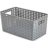 12x Kunststof opbergbakjes/opbergmandjes zilver 5 liter - 15 x 28 x 13 cm - kasten manden/dozen/bakken/organisers