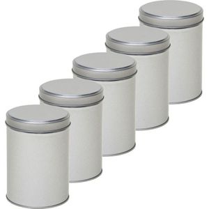 5x Zilver rond opbergblik/bewaarblik 13 cm - Zilveren koffiepads/koffiecups voorraadblikken - Voorraadbussen